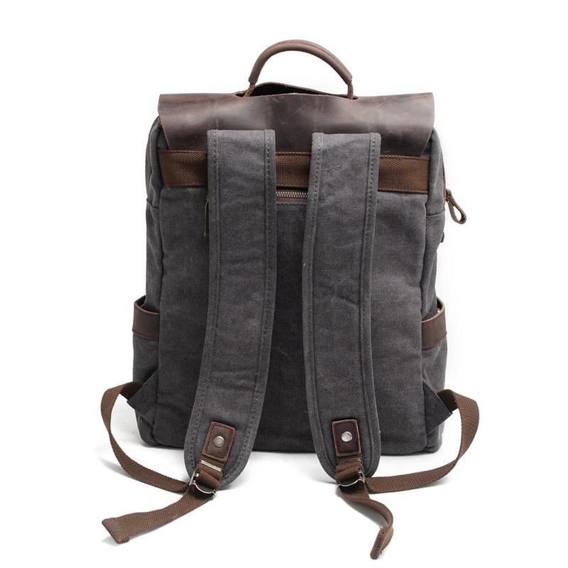 Large Canvas Leather Waterproof 14 Inch 20 Liter Backpack-Canvas and Leather Backpack-Innovato Design-Black-Innovato Design