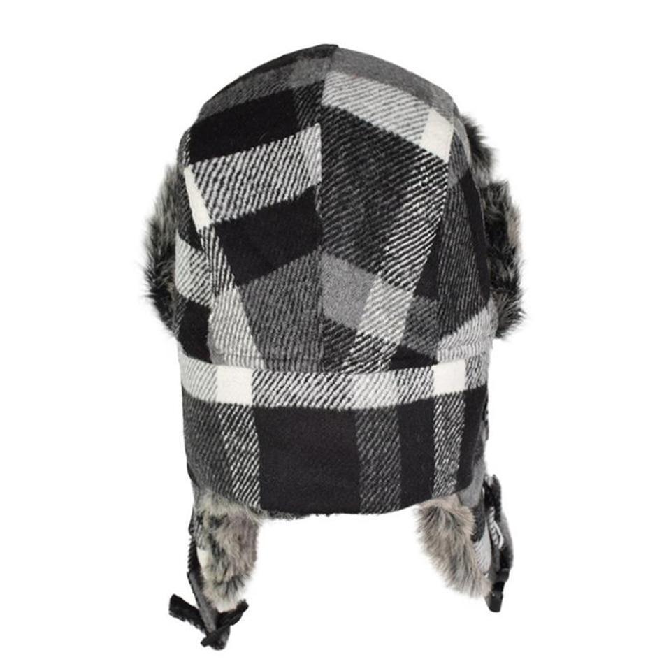 Warm Thick Plaid Trapper Bomber Hat with Earflaps-Hats-Innovato Design-Black Gray-Innovato Design