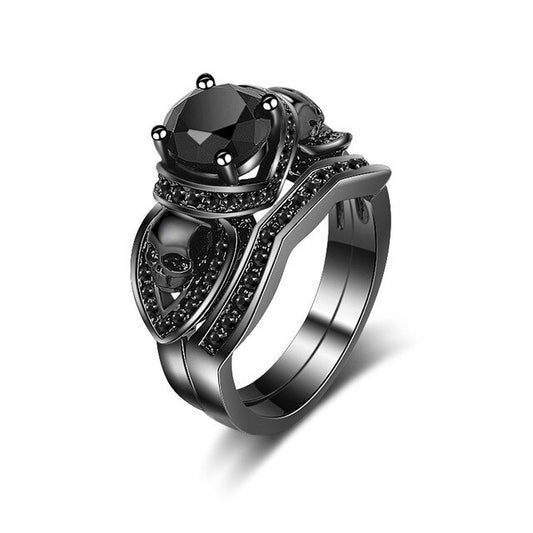 Skull and Black Crystal Wedding & Engagement Engagement Ring-Rings-Innovato Design-6-Innovato Design