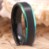 6mm Matte Black with Rainbow Step Tungsten Wedding Band-Rings-Innovato Design-6-Innovato Design