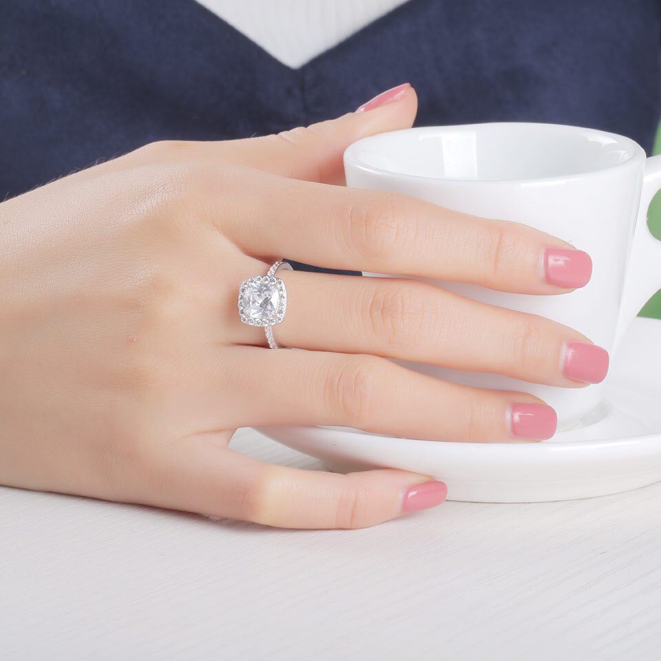 Radiant Cut Cubic Zirconia 925 Sterling Silver Fashion Wedding Ring-Rings-Innovato Design-5-Clear-Innovato Design