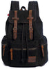 Canvas Leather School and Casual Backpack 20 to 35 Litre-Canvas and Leather Backpack-Innovato Design-Black-Innovato Design