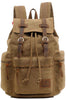 Canvas Leather School and Casual Backpack 20 to 35 Litre-Canvas and Leather Backpack-Innovato Design-Brown-Innovato Design