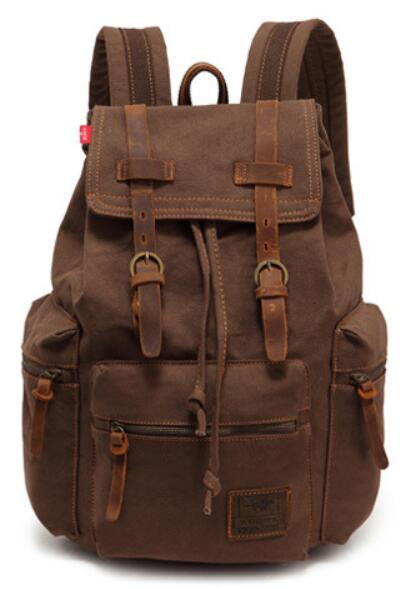 Canvas Leather School and Casual Backpack 20 to 35 Litre-Canvas and Leather Backpack-Innovato Design-Coffee-Innovato Design
