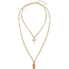 2-Chain Gold Necklace with Cross and Virgin Mary Pendant-Necklaces-Innovato Design-Innovato Design