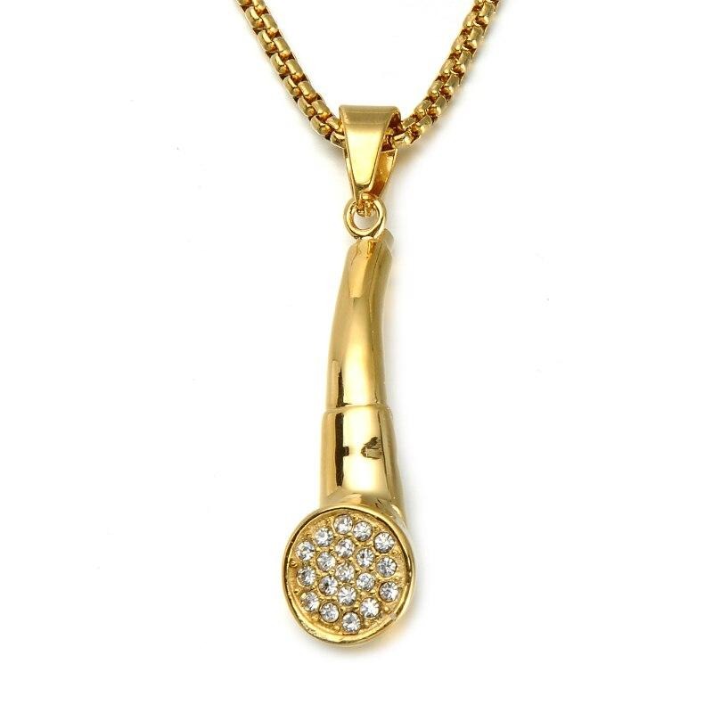 Cubic-Zirconia-Studded Gold-Plated Tobacco Pipe Bling Hip-hop Pendant Necklace-Necklaces-Innovato Design-Innovato Design
