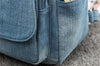 Handmade Blue Denim Canvas Casual 20 to 35 Litre Backpack-Denim Backpacks-Innovato Design-Innovato Design