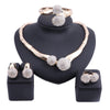 Gold-Plated Crystal Necklace, Bracelet, Earrings & Ring Wedding Statement Jewelry Set