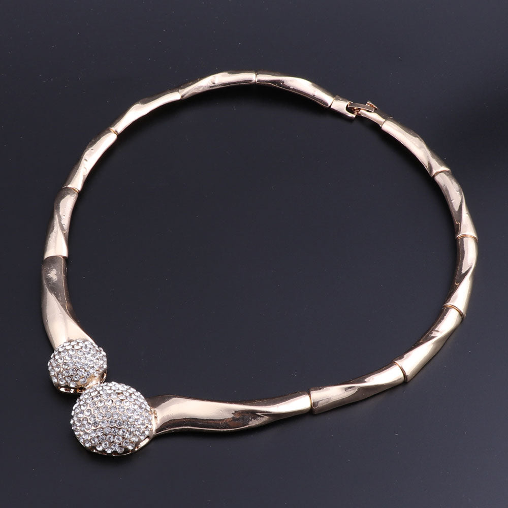 Gold-Plated Crystal Necklace, Bracelet, Earrings & Ring Wedding Statement Jewelry Set-Jewelry Sets-Innovato Design-Innovato Design