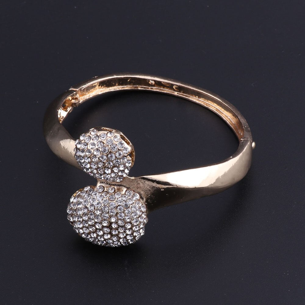 Gold-Plated Crystal Necklace, Bracelet, Earrings & Ring Wedding Statement Jewelry Set-Jewelry Sets-Innovato Design-Innovato Design