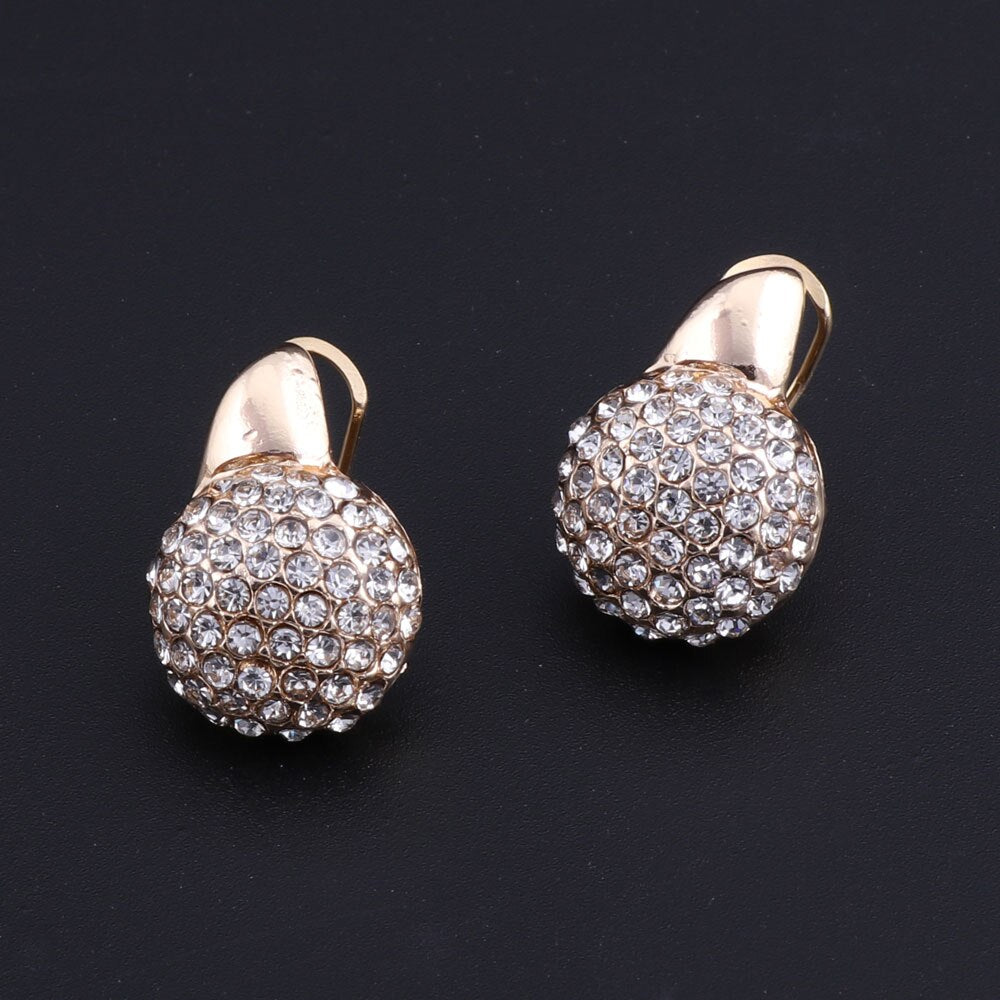 Gold-Plated Crystal Necklace, Bracelet, Earrings & Ring Wedding Statement Jewelry Set-Jewelry Sets-Innovato Design-Innovato Design