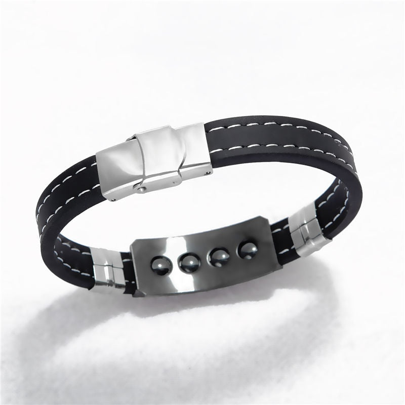 Custom Engrave Mosaic Magnet Silicone and Stainless Steel Fashion Bracelet-Bracelets-Innovato Design-Innovato Design