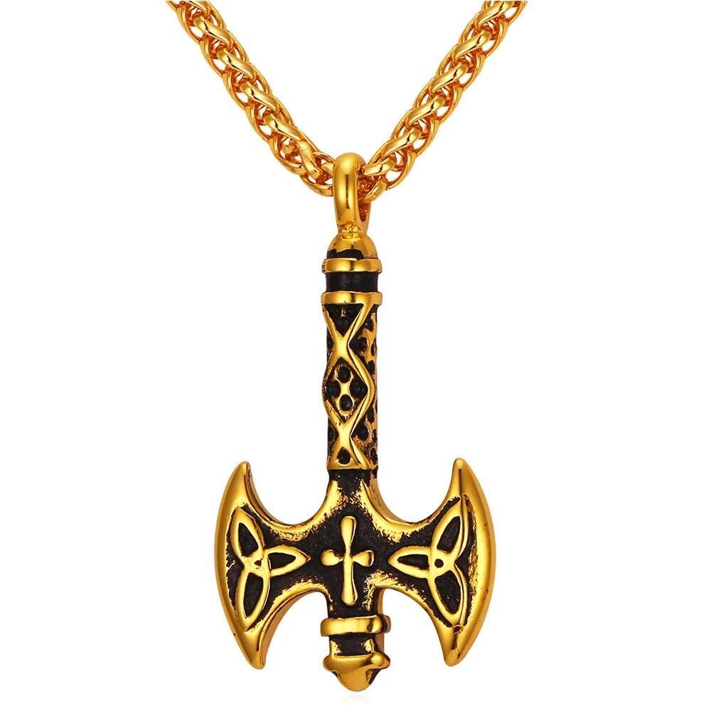 Viking Axe with Triquetra Design in Gold or Silver-Necklaces-Innovato Design-Gold-Innovato Design