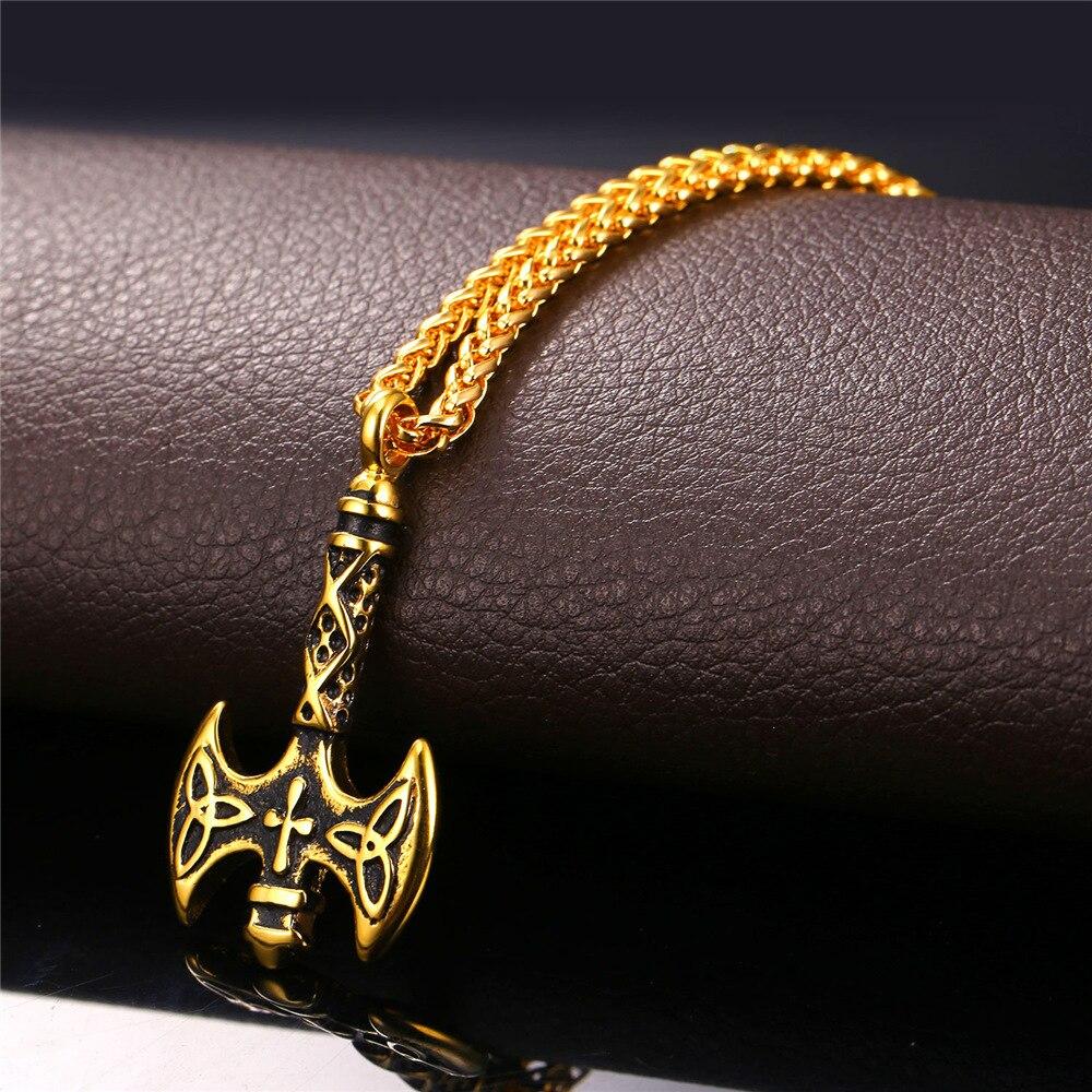 Viking Axe with Triquetra Design in Gold or Silver-Necklaces-Innovato Design-Silver-Innovato Design