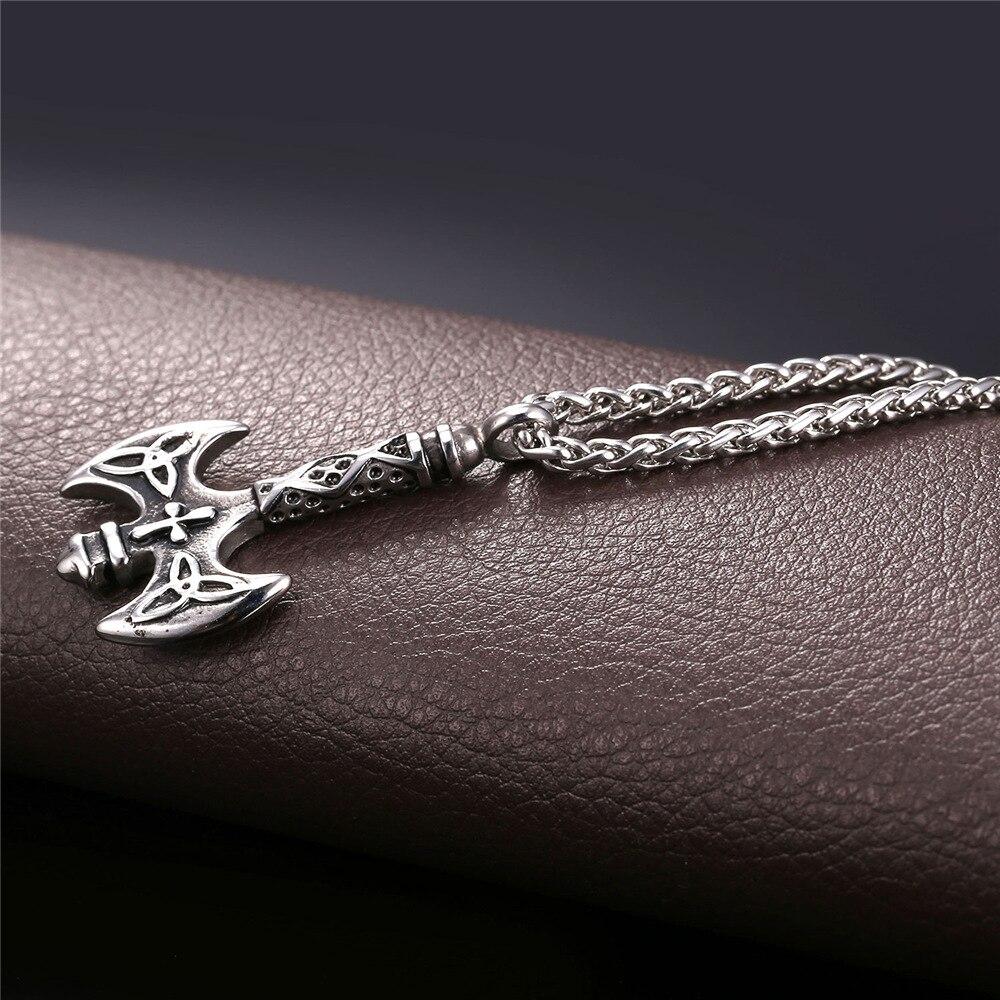 Viking Axe with Triquetra Design in Gold or Silver-Necklaces-Innovato Design-Silver-Innovato Design