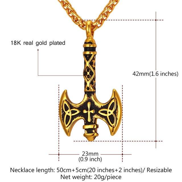 Viking Axe with Triquetra Design in Gold or Silver-Necklaces-Innovato Design-Silver-Innovato Design