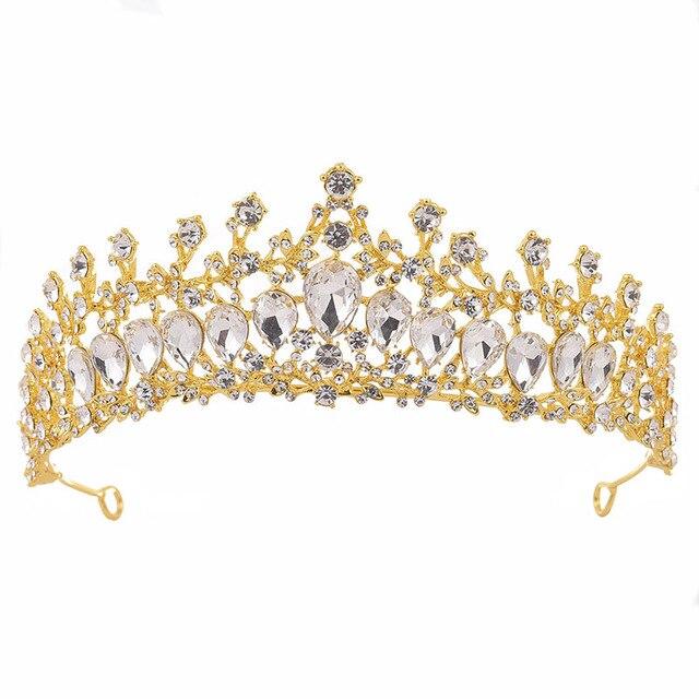 Crystal Baroque Luxury Wedding & Prom Queen Crown-Crowns-Innovato Design-Gold White-Innovato Design
