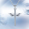 Sterling Silver Crystal Cross Pendant with Angel Wings Necklace-Necklaces-Innovato Design-Innovato Design