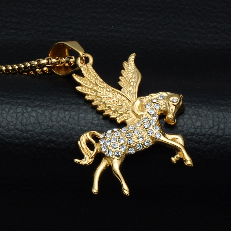 Gold-Plated Pegasus 316L Stainless Steel Hip-hop Pendant Necklace-Necklaces-Innovato Design-Snake-Innovato Design