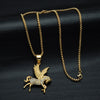 Gold-Plated Pegasus 316L Stainless Steel Hip-hop Pendant Necklace