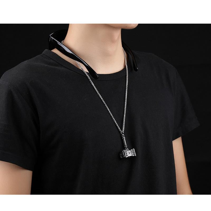 3D Thor's Hammer Pendant Necklace in Gold or Silver-Necklaces-Innovato Design-Silver-22"-Innovato Design