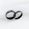 His and Her Black Stainless Steel with Blue and Pink Crown with Square-Cut Cubic Zirconia Couple Ring - InnovatoDesign