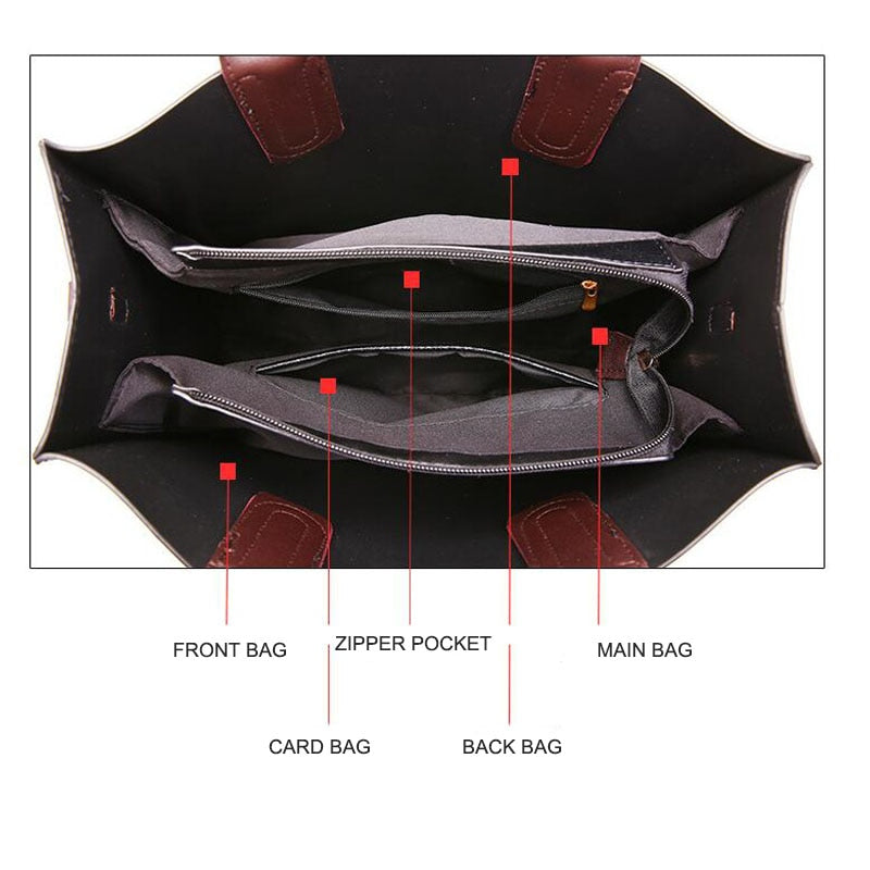 Large Capacity Vintage Designer Leather Tote Bag, Shoulder Bag and Handbag-Handbags-Innovato Design-Wine Red-Innovato Design