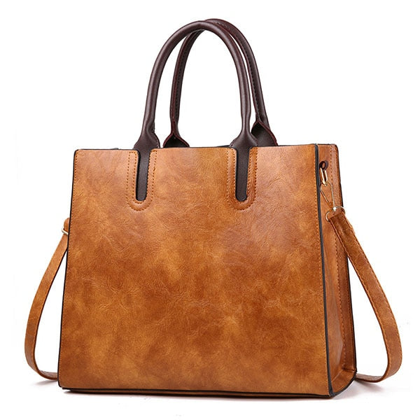 Large Capacity Vintage Designer Leather Tote Bag, Shoulder Bag and Han ...