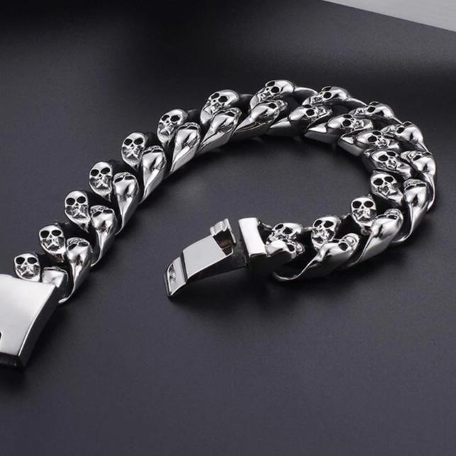 Men’s Stainless Steel Double Skull Bracelet-Skull Bracelet-Innovato Design-Innovato Design