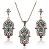 Luxury Indian and Turkish Crystal Flower Necklace & Earrings Vintage Jewelry Set