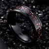 Black Tungsten Carbide in Pink Inlay with Heart Pattern Design Wedding Band - InnovatoDesign