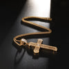 Gemstone-Studded Gold-Plated Cross Bling Stainless Steel Hip-hop Pendant Necklace-Necklaces-Innovato Design-Gold-Snake-Innovato Design