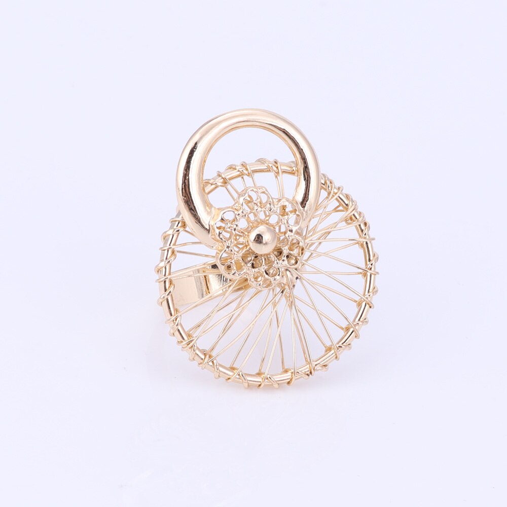 Gold-Plated Flower Necklace, Bracelet, Earrings & Ring Wedding Statement Jewelry Set-Jewelry Sets-Innovato Design-Innovato Design