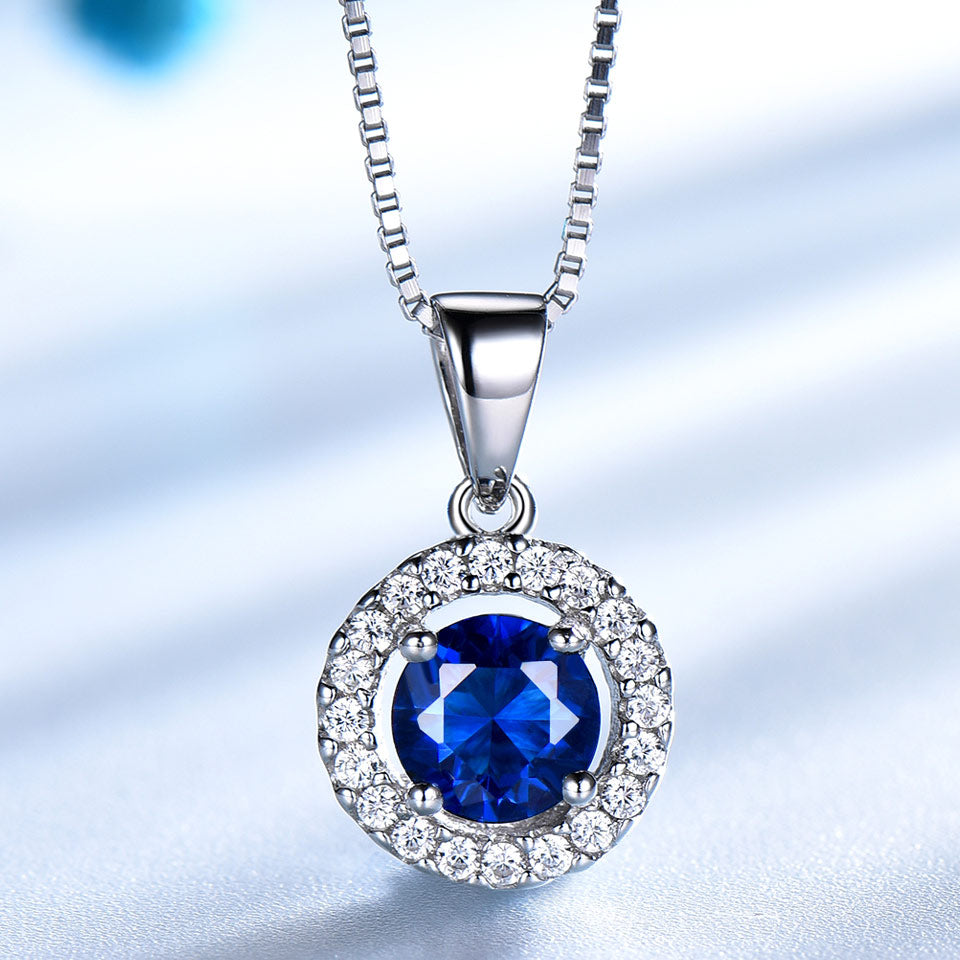 Nano Sapphire and Cubic Zirconia 925 Sterling Silver Pendant & Stud Earrings Jewelry Set-Jewelry Sets-Innovato Design-Green-Innovato Design