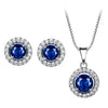 Nano Sapphire and Cubic Zirconia 925 Sterling Silver Pendant & Stud Earrings Jewelry Set-Jewelry Sets-Innovato Design-Blue-Innovato Design
