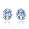 Sky Blue Topaz or Pink Sapphire and Cubic Zirconia 925 Sterling Silver Fashion Stud Earrings