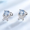 Sky Blue Topaz and Cubic Zirconia Butterfly 925 Sterling Silver Wedding Stud Earrings-Earrings-Innovato Design-Innovato Design