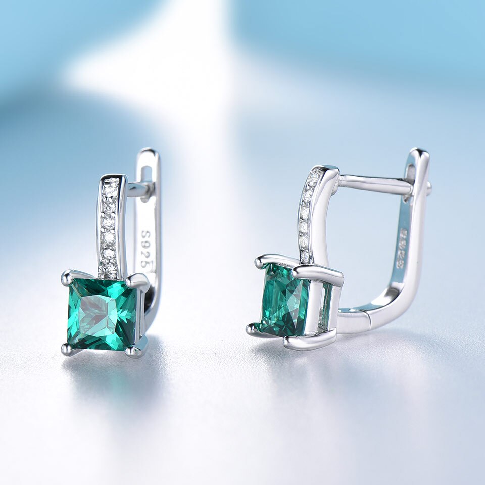 Emerald Gemstone 925 Sterling Silver Clip Earrings-Earrings-Innovato Design-Sky Blue Topaz-Innovato Design