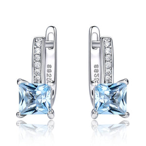 Emerald Gemstone 925 Sterling Silver Clip Earrings-Earrings-Innovato Design-Sky Blue Topaz-Innovato Design
