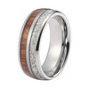 Tungsten with Wood and Meteorite Inlay Wedding Band - InnovatoDesign