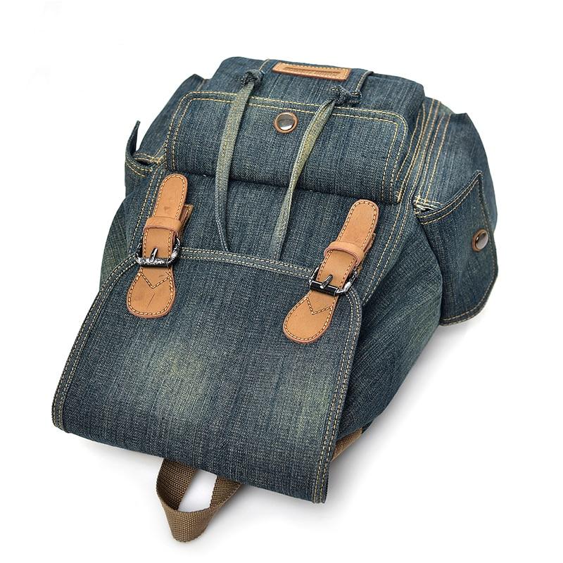 Blue Denim with Drawstring Travel 20 to 35 Litre Backpack-Denim Backpacks-Innovato Design-Innovato Design