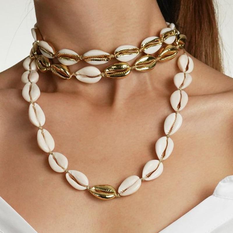 Multi-layer Gold Plated Puka Shell Rope Necklace-Necklaces-Innovato Design-Alfa-Innovato Design