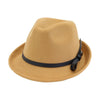 Vintage Wool Felt Trilby Hat with Black Belt Hatband-Hats-Innovato Design-Khaki-Innovato Design