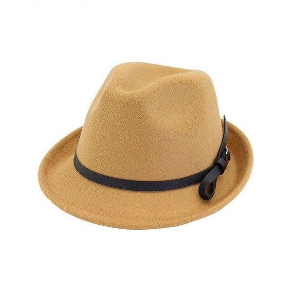 Vintage Wool Felt Trilby Hat with Black Belt Hatband-Hats-Innovato Design-Khaki-Innovato Design