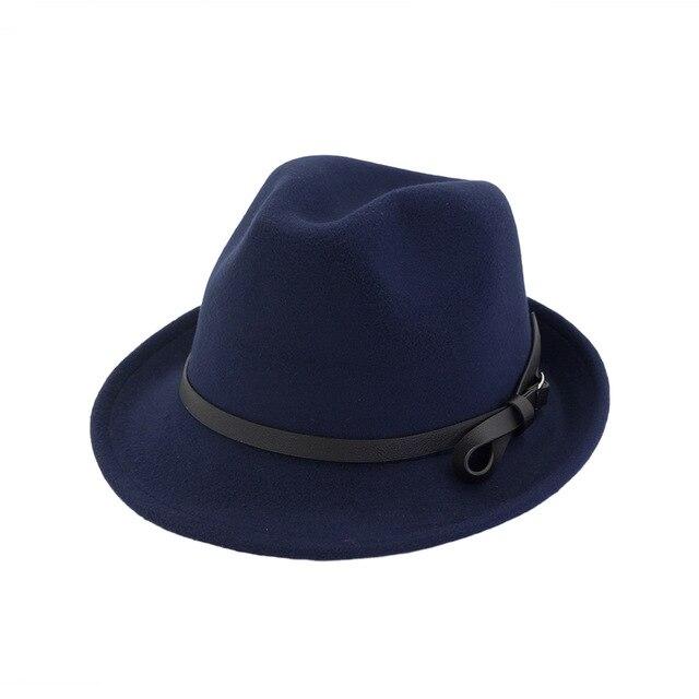 Vintage Wool Felt Trilby Hat with Black Belt Hatband-Hats-Innovato Design-Dark Blue-Innovato Design