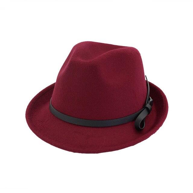 Vintage Wool Felt Trilby Hat with Black Belt Hatband-Hats-Innovato Design-Wine Red-Innovato Design