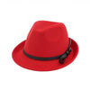 Vintage Wool Felt Trilby Hat with Black Belt Hatband-Hats-Innovato Design-Red-Innovato Design