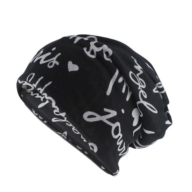 Scribbled Letters Style Beanie, Scarf or Skullie-Hats-Innovato Design-Black-Innovato Design
