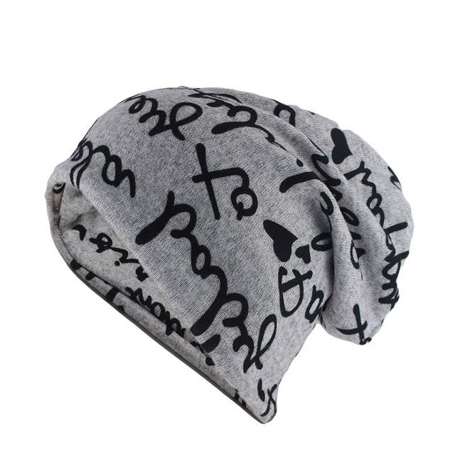 Scribbled Letters Style Beanie, Scarf or Skullie-Hats-Innovato Design-Gray-Innovato Design
