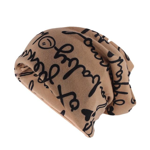 Scribbled Letters Style Beanie, Scarf or Skullie-Hats-Innovato Design-Khaki-Innovato Design